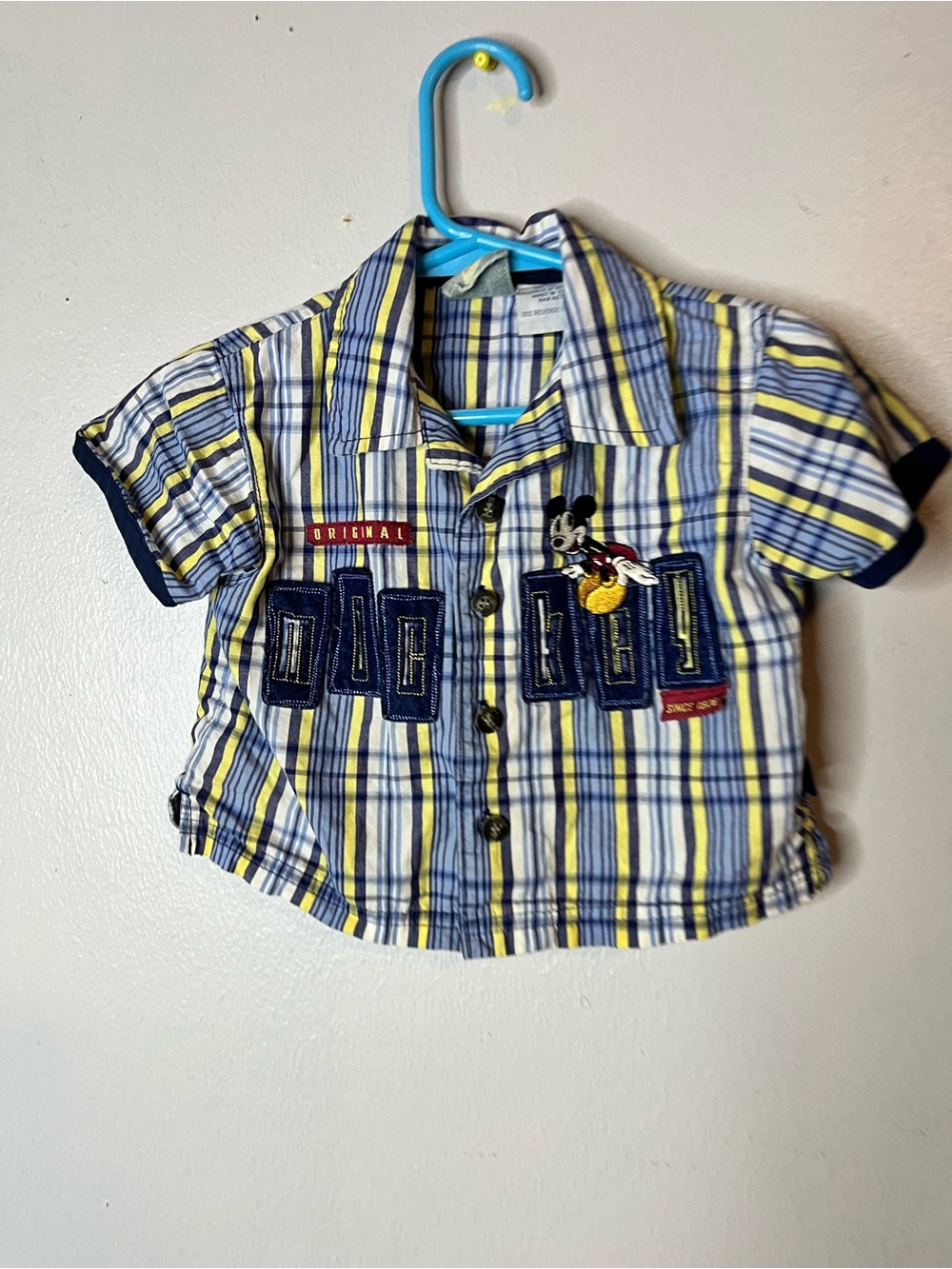 Vintage Disney Mickey Mouse Baby Embroidered Button Up Shirt 12 Months RARE